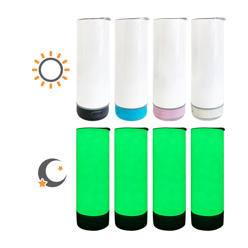 RTS Chinese Warehouse Case of 25pack 20oz Sublimation Straight Skinny Bluetooth&Glow in the Dark Tumblers
