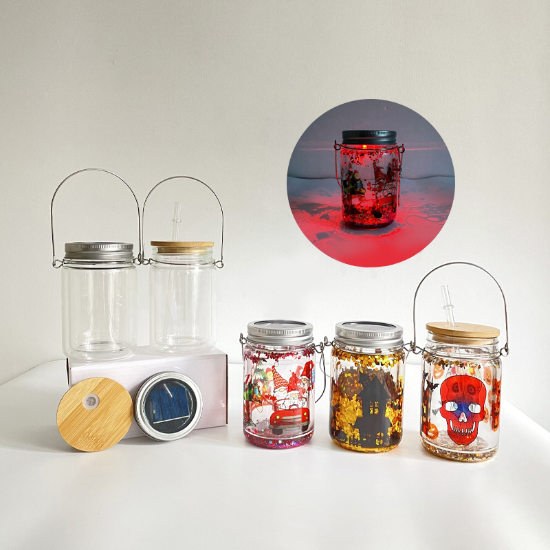 11oz Sublimation  Case of 32pack Double Walled Snow Globe Solar Light Mason Jar with 2 lids - Chinese Warehouse