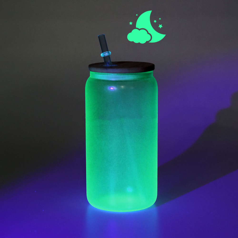 16oz Glass Jar For Sublimation Case of 50 packs Glow in the Dark Blanks- Chinese Warehouse