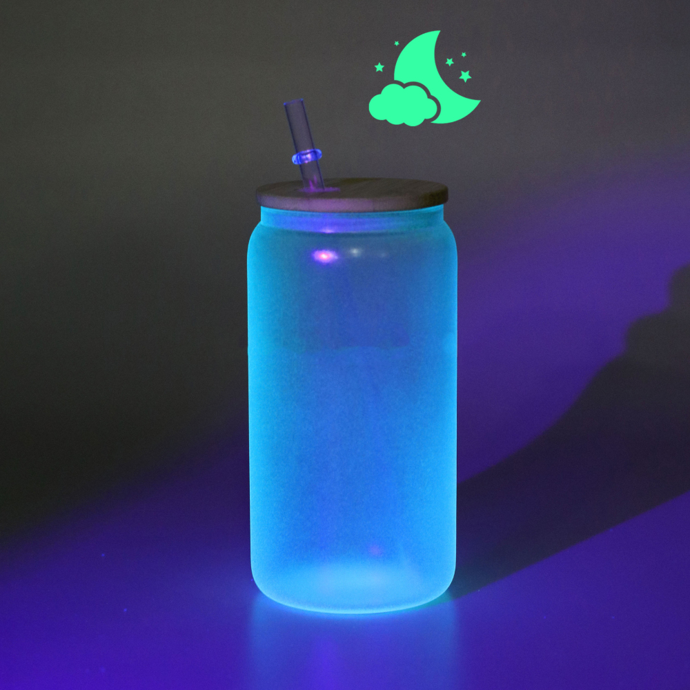 16oz Glass Jar For Sublimation Case of 50 packs Glow in the Dark Blanks- Chinese Warehouse