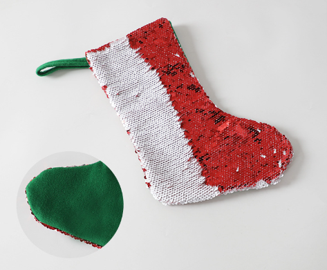 8.5" * 12" * 11" Sublimation Blank Magic Sequin Socks Christmas Gift Candy Bag Christmas Tree Decoration