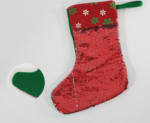 8.5" * 12" * 11" Sublimation Blank Magic Sequin Socks Christmas Gift Candy Bag Christmas Tree Decoration