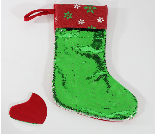 8.5" * 12" * 11" Sublimation Blank Magic Sequin Socks Christmas Gift Candy Bag Christmas Tree Decoration