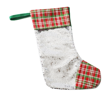 8.5" * 12" * 11" Sublimation Blank Magic Sequin Socks Christmas Gift Candy Bag Christmas Tree Decoration