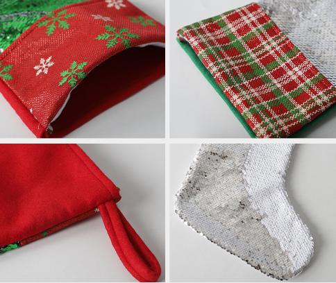 8.5" * 12" * 11" Sublimation Blank Magic Sequin Socks Christmas Gift Candy Bag Christmas Tree Decoration