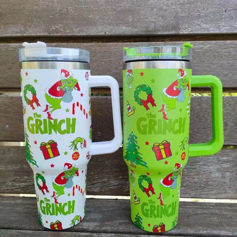 Ship from China RTS the grinch cups with green handle 25pcs - GGblanks