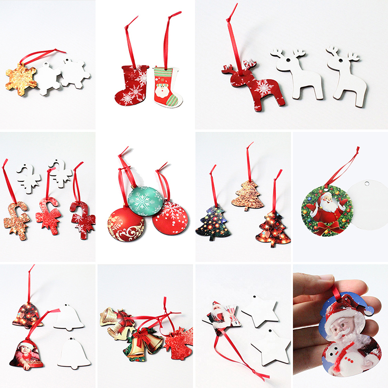 Presale - RTS US Warehouse Case of 100pcs Mixed Design MDF Sublimation Christmas Hanging Ornaments