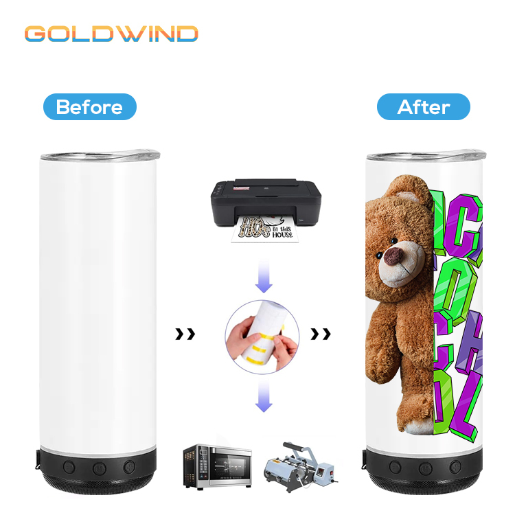 Presale RTS US Warehouse Case of 12pack 20oz Sublimation Straight Skinny Bluetooth Tumblers with Plastic Straw & Lid & Speaker