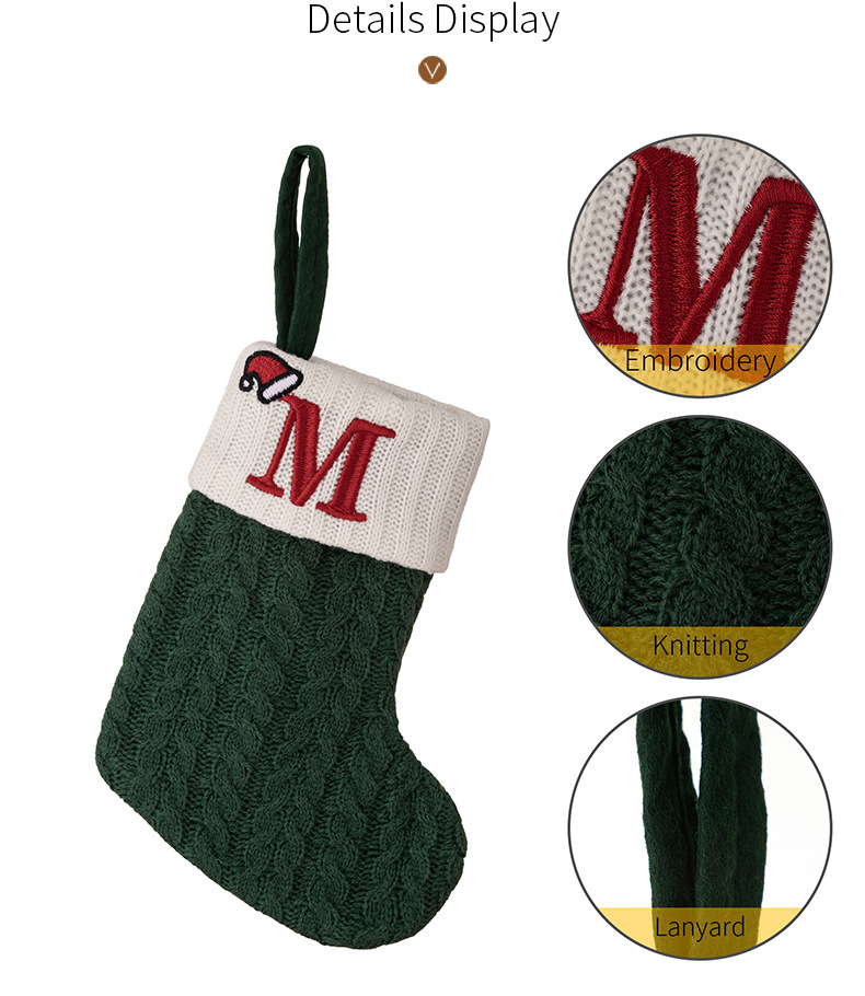 7.87" *3.94" Christmas Ornaments Christmas Stocking With Letter - Chinese Warehouse