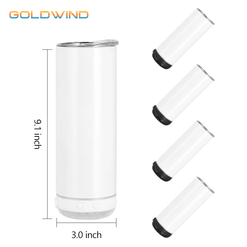 Presale RTS US Warehouse Case of 25pack 12oz Sublimation Skinny Bluetooth Tumblers with Lids& Black Speaker