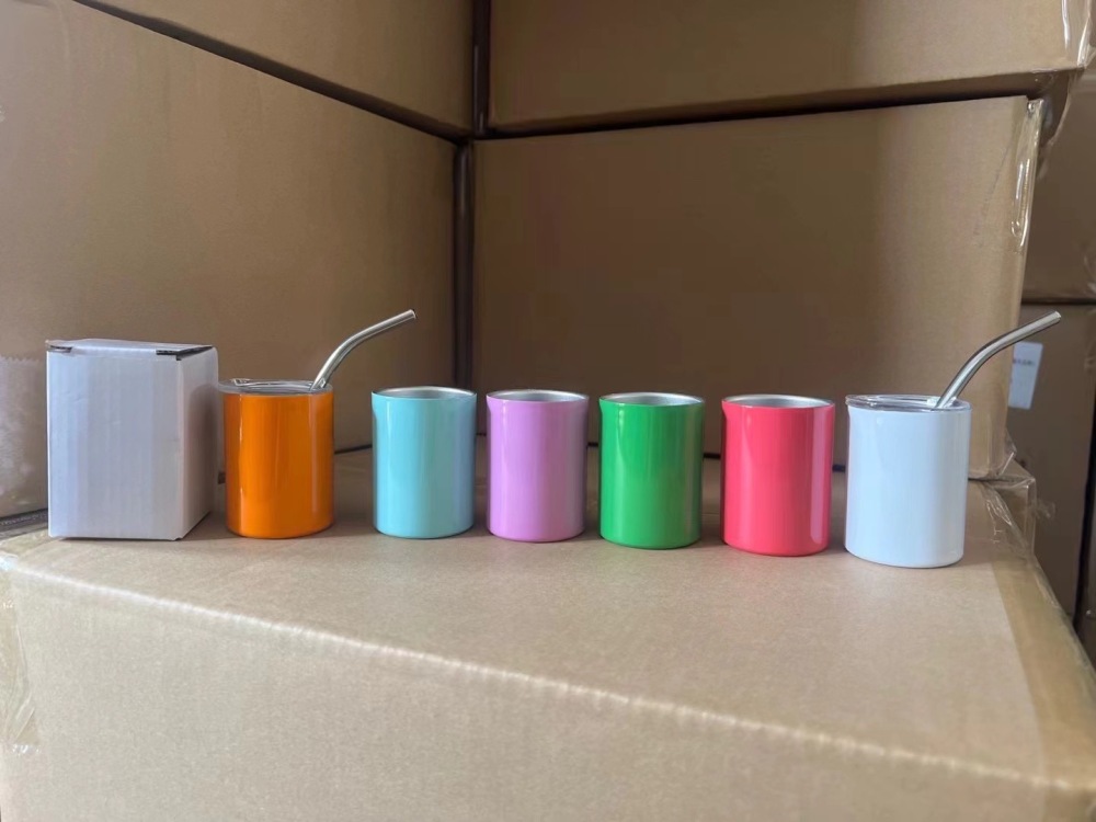 New design of Macron Color 3oz Sublimation Straight Skinny Mini  Shot Tumbler With Straw - Chinese Warehouse