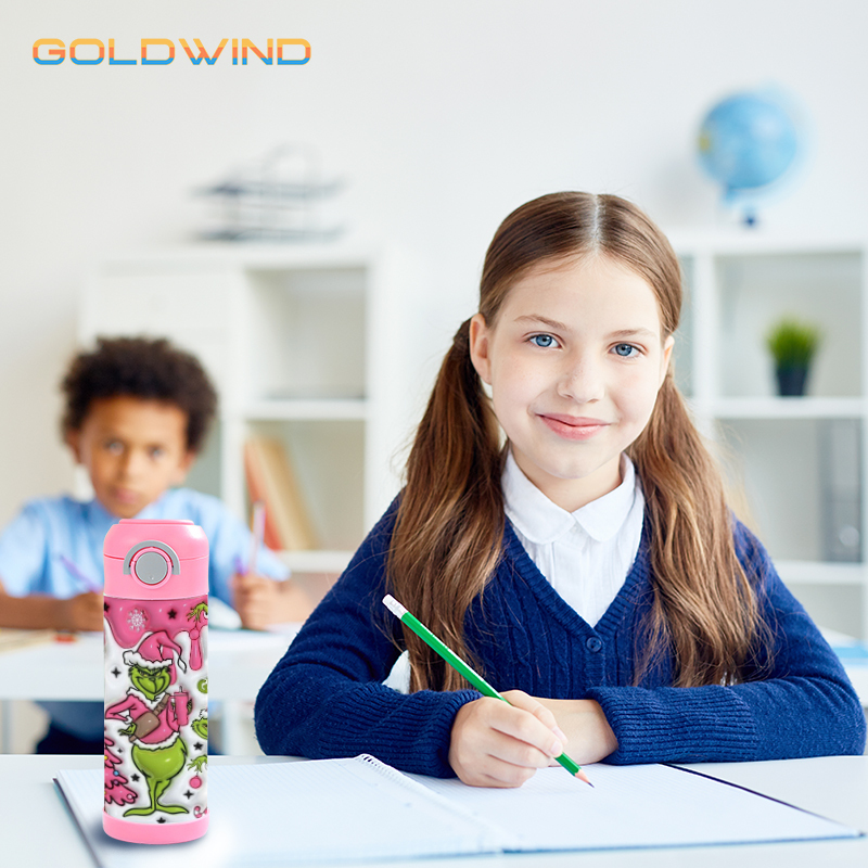 US Warehouse Case of 25pack 12oz Sublimation Stainless Straight  Kids Water Bottle with flip top &Lids