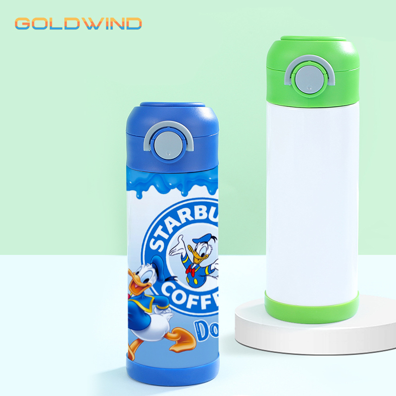 US Warehouse Case of 25pack 12oz Sublimation Stainless Straight  Kids Water Bottle with flip top &Lids