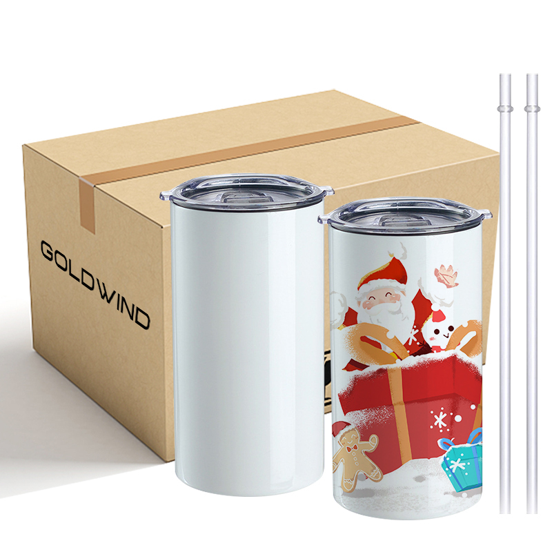 US Warehouse Case of 25pack 12oz Sublimation Straight Skinny Tumblers wiht Plastic Straw&Lids