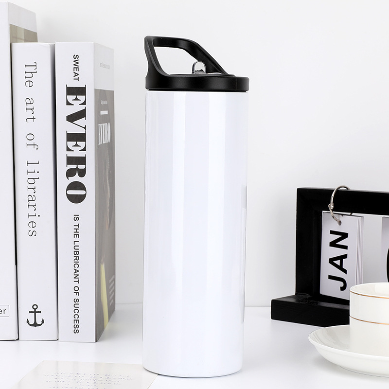 20oz Straight Steel Stainless Steel 304 Sports Water Bottle with Two Lids-- Chinese Warehouse