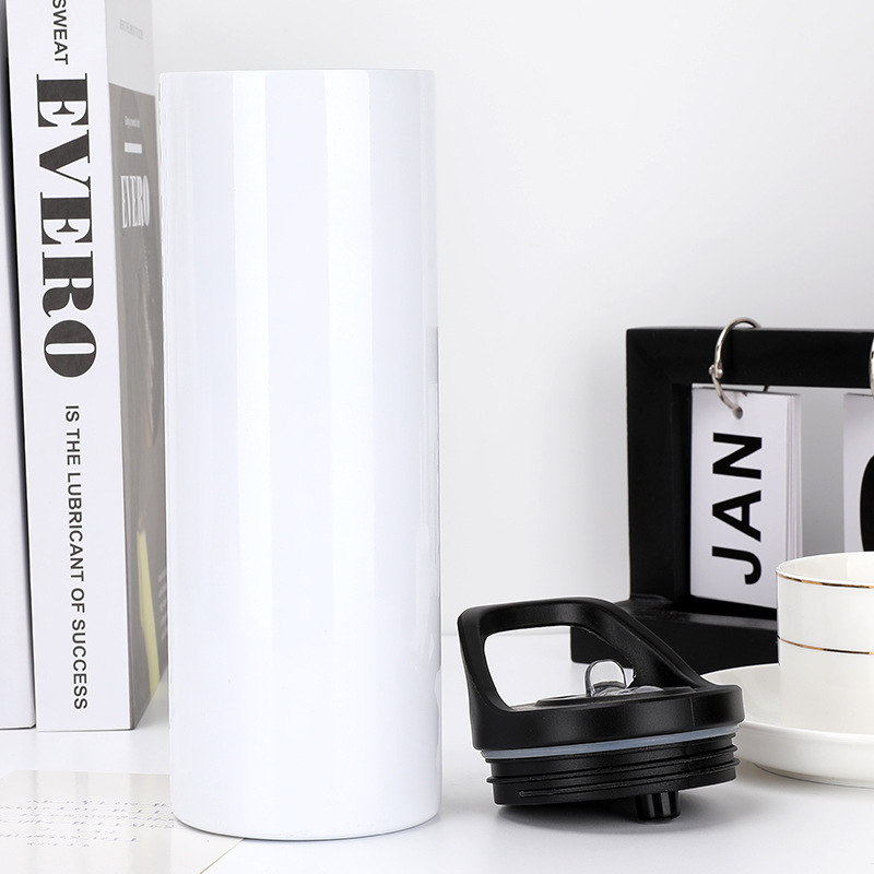 20oz Straight Steel Stainless Steel 304 Sports Water Bottle with Two Lids-- Chinese Warehouse