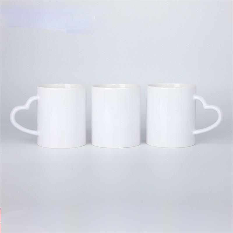11oz Sublimation Ceramic  Mugs with Heart Handle  for Valentine's Day- Chinese Warehouse