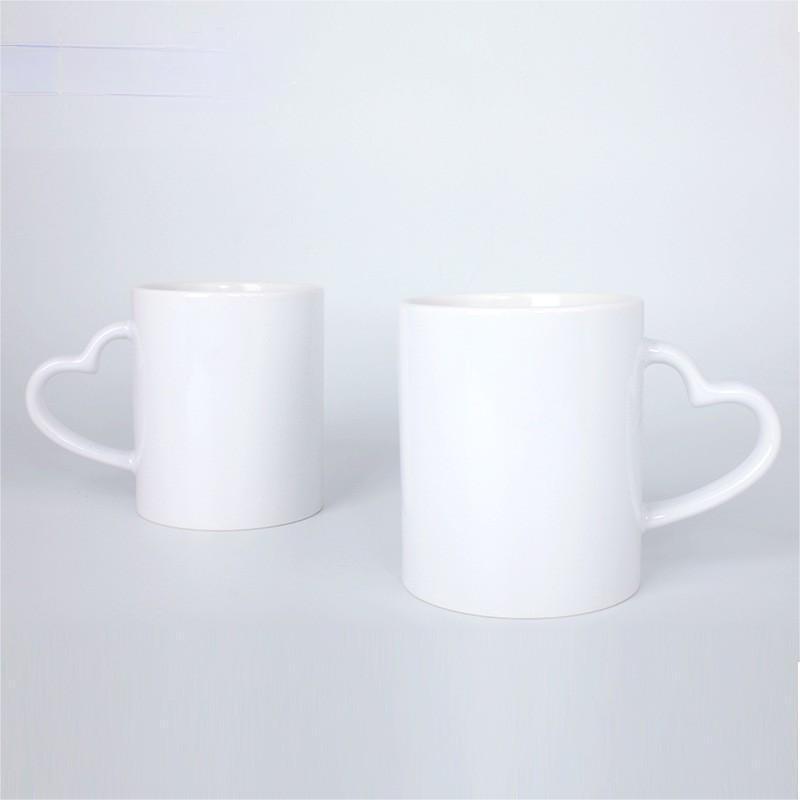 11oz Sublimation Ceramic  Mugs with Heart Handle  for Valentine's Day- Chinese Warehouse