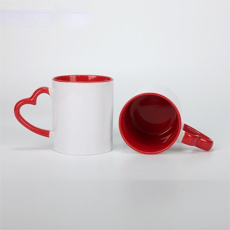 11oz Sublimation Case of 36pack Ceramic Color Insided Mugs with Heart Handle - Chinese Warehouse