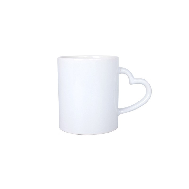 11oz Sublimation Ceramic  Mugs with Heart Handle  for Valentine's Day- Chinese Warehouse