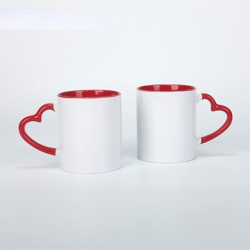 11oz Sublimation Case of 36pack Ceramic Color Insided Mugs with Heart Handle - Chinese Warehouse