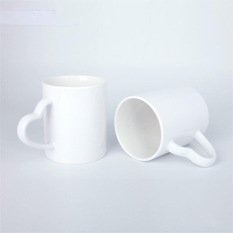 11oz Sublimation Ceramic  Mugs with Heart Handle  for Valentine's Day- Chinese Warehouse