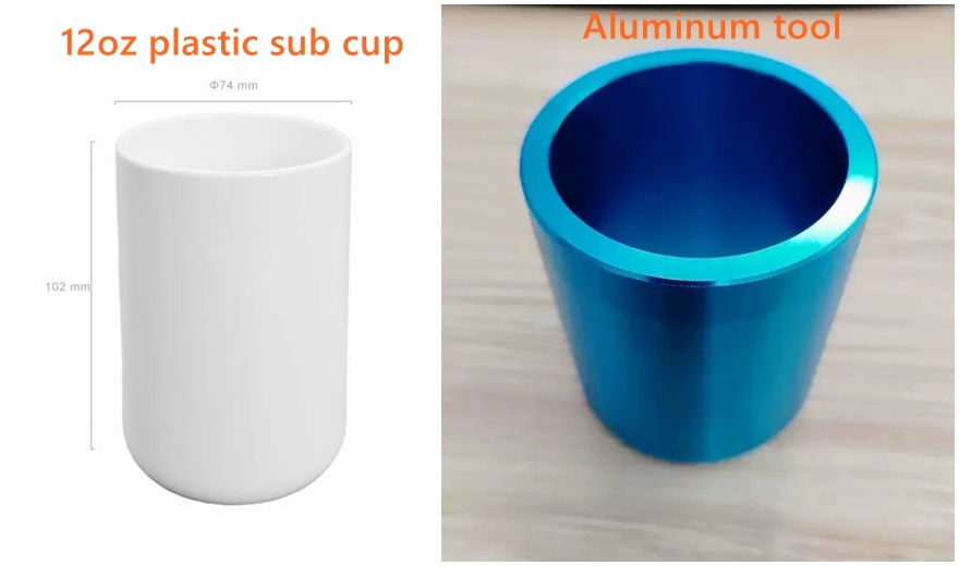 sublimation 12oz plastic cup + aluminum tool