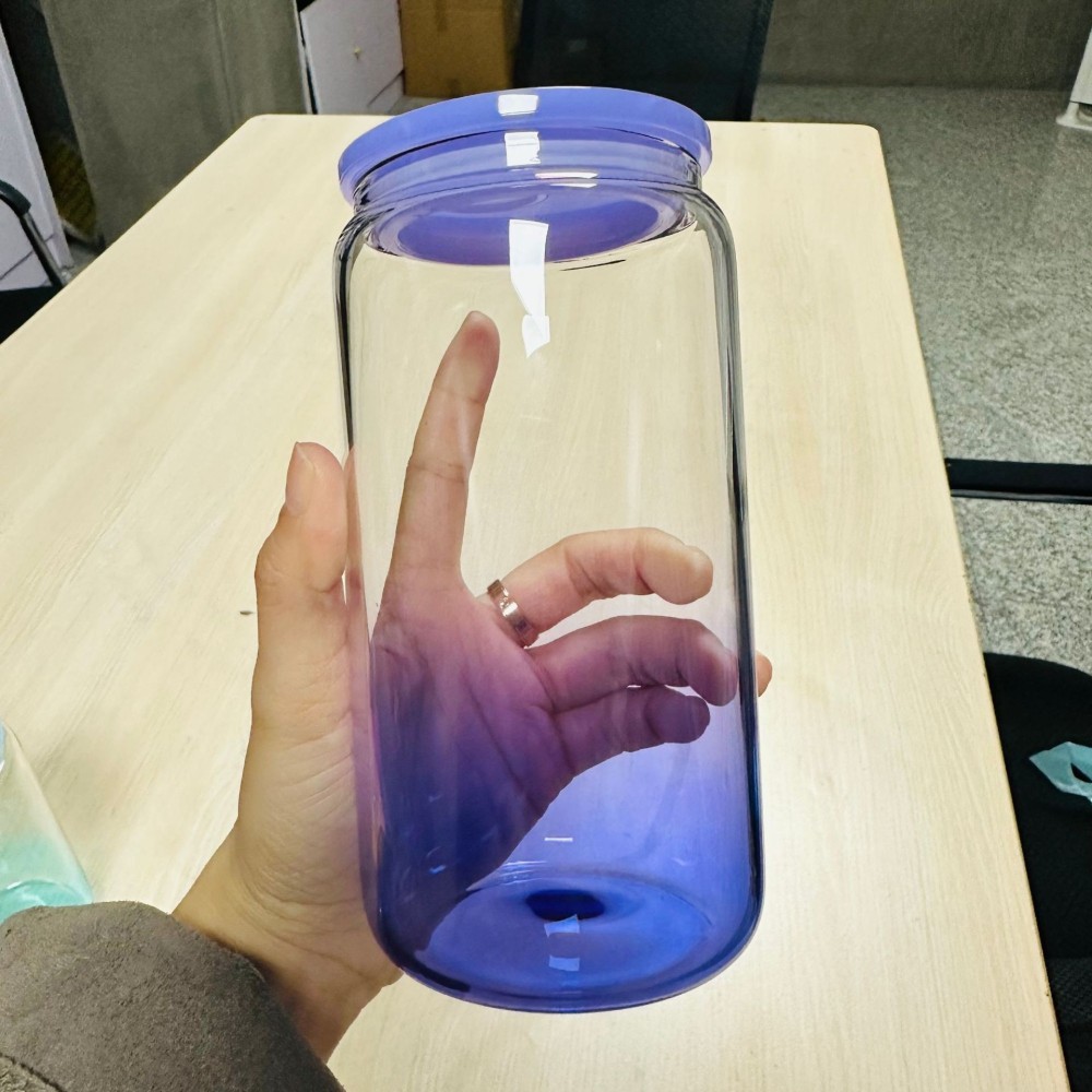 RTS Chinese Warehouse Case of 50pack 16oz Ombre ColorGlass  With  Plastic Straw and Lids