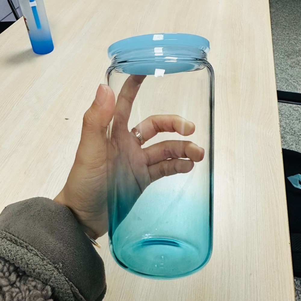 RTS Chinese Warehouse Case of 50pack 16oz Ombre ColorGlass  With  Plastic Straw and Lids