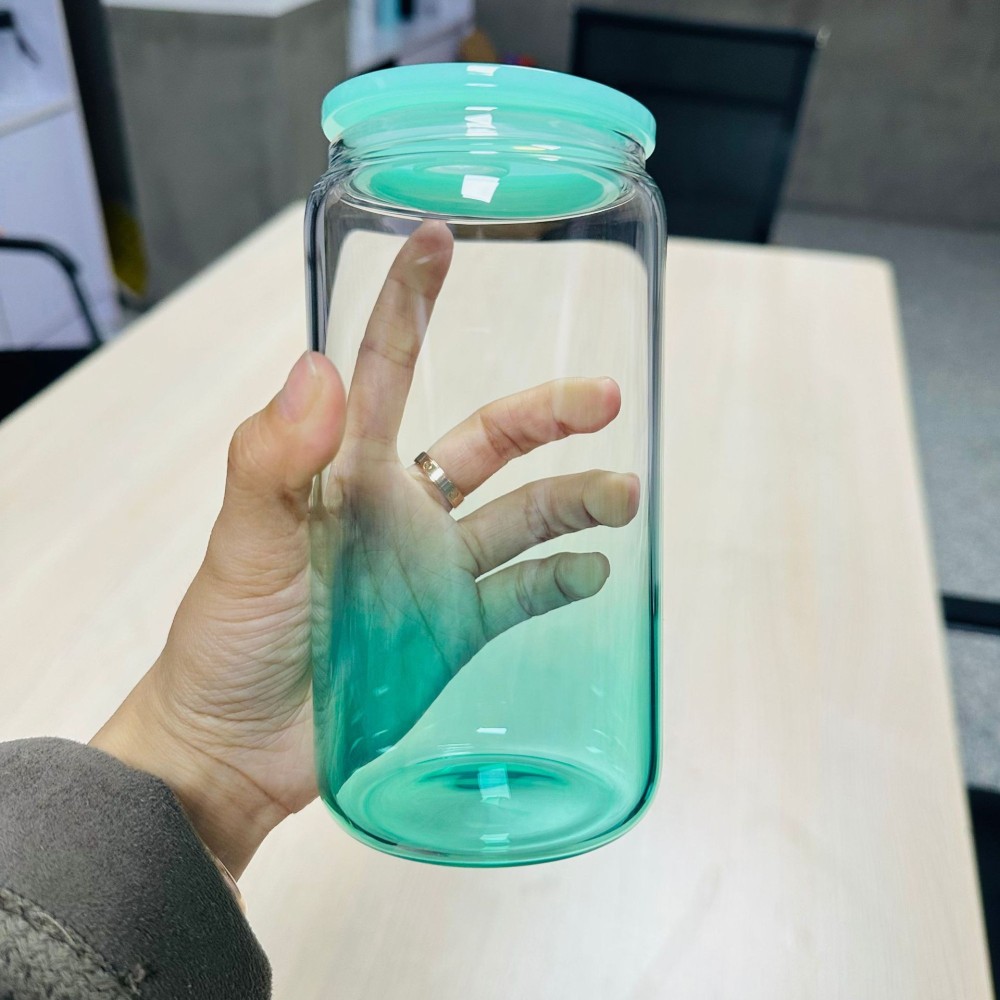 RTS Chinese Warehouse Case of 50pack 16oz Ombre ColorGlass  With  Plastic Straw and Lids