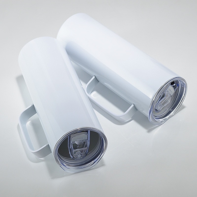 RTS Chinese Warehouse Case of 30pack 20oz White Sublimation Straight Skinny Tumblers with handle