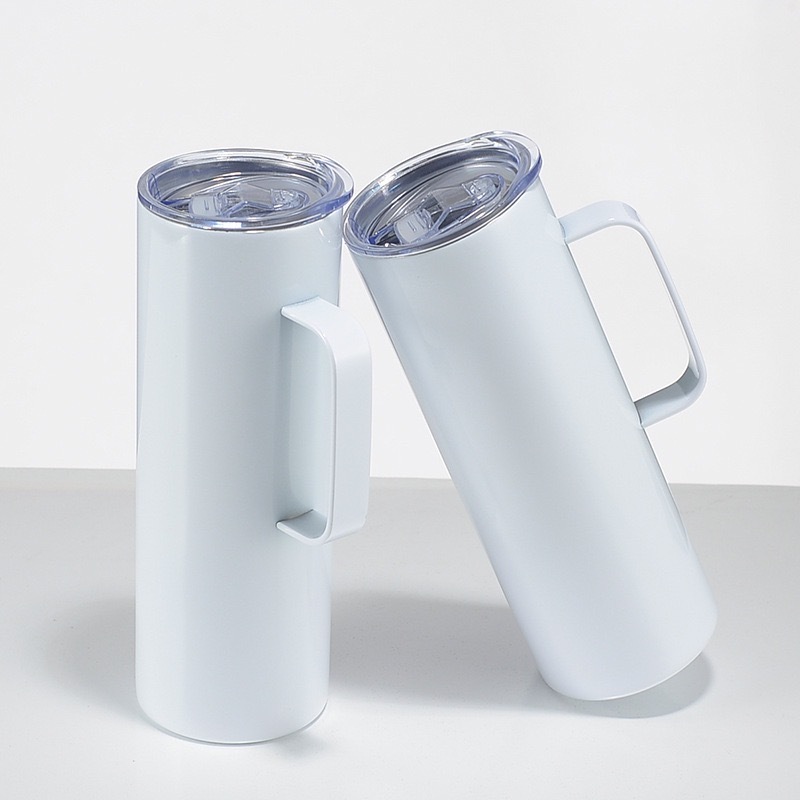 RTS Chinese Warehouse Case of 30pack 20oz White Sublimation Straight Skinny Tumblers with handle