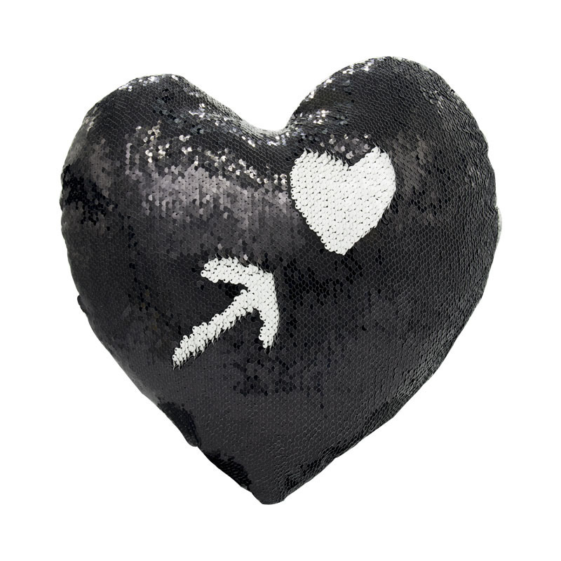 New Heart Shape sublimation blank cushion cover with sequin magic Flip pillow case