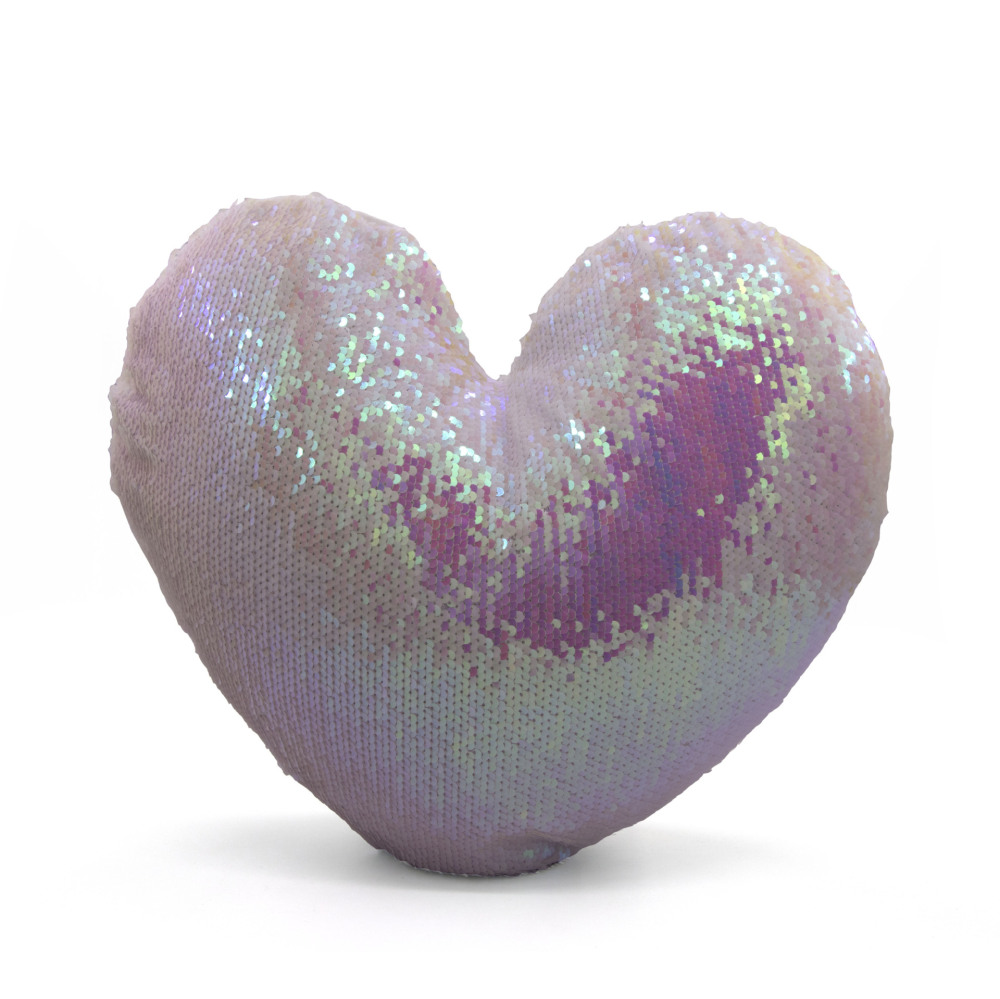New Heart Shape sublimation blank cushion cover with sequin magic Flip pillow case
