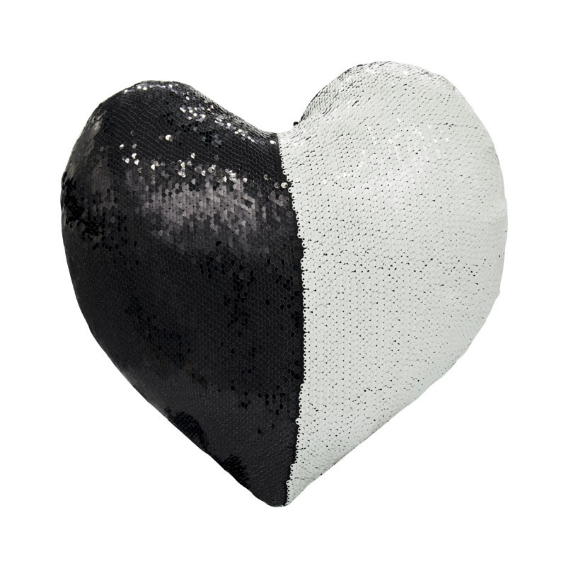 New Heart Shape sublimation blank cushion cover with sequin magic Flip pillow case
