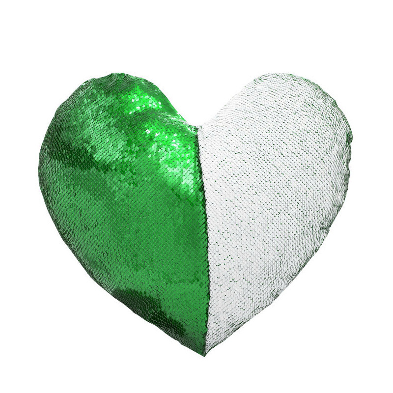 New Heart Shape sublimation blank cushion cover with sequin magic Flip pillow case