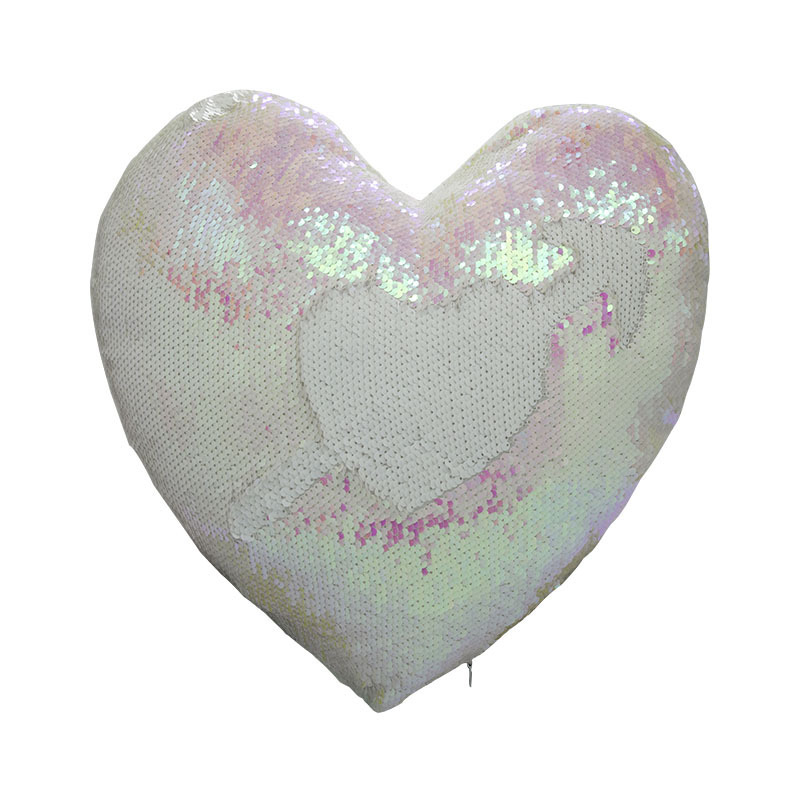 New Heart Shape sublimation blank cushion cover with sequin magic Flip pillow case