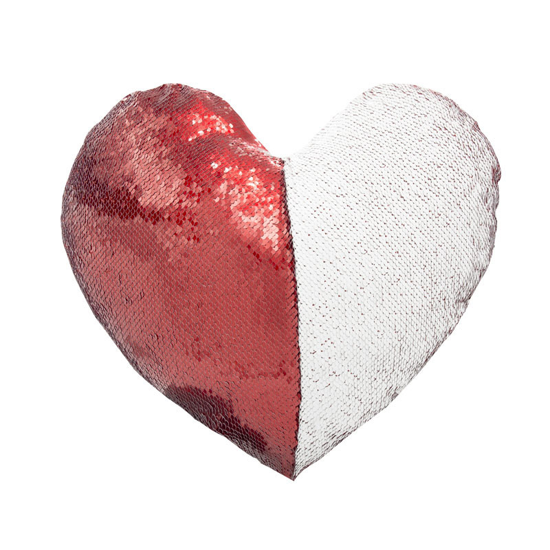 New Heart Shape sublimation blank cushion cover with sequin magic Flip pillow case