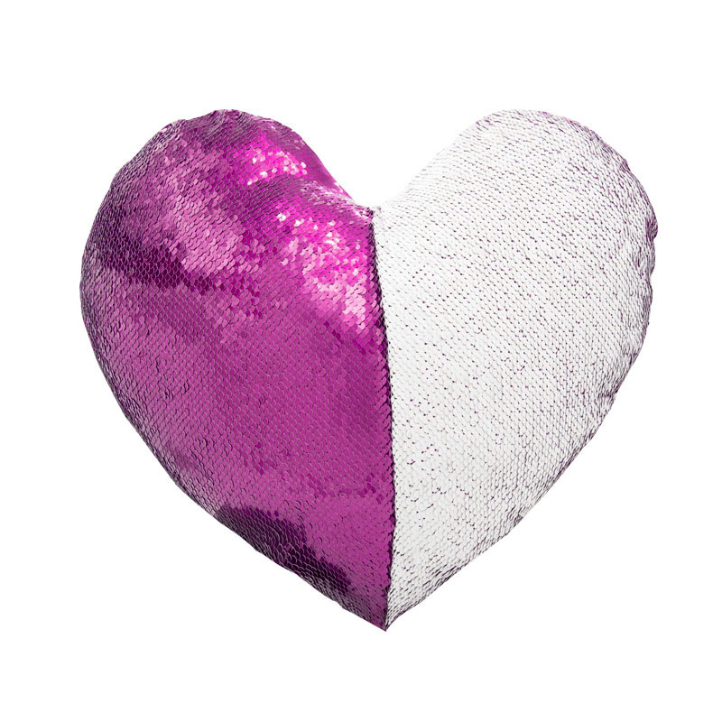 New Heart Shape sublimation blank cushion cover with sequin magic Flip pillow case