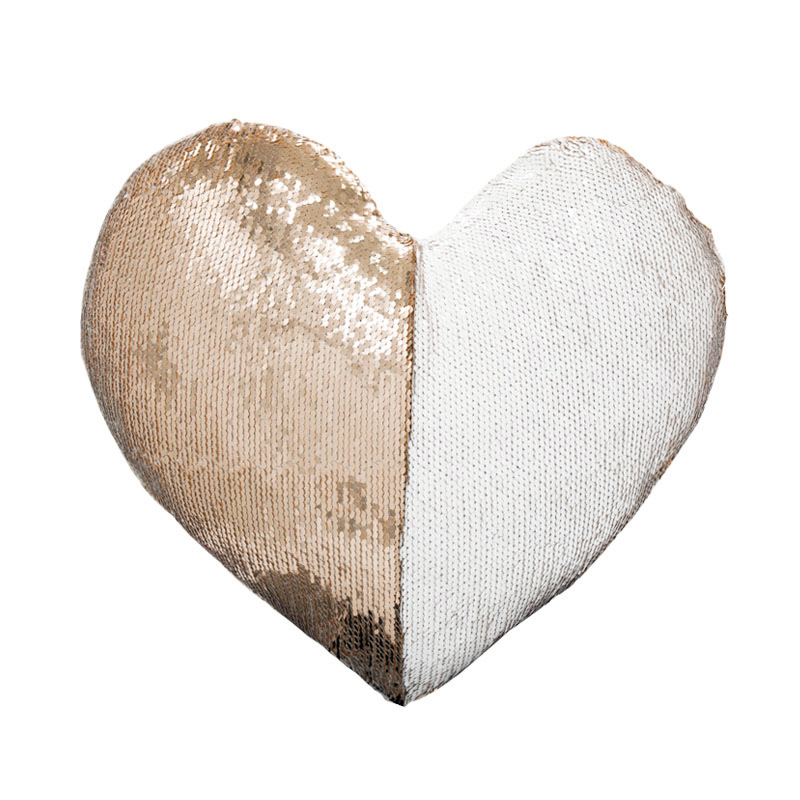 New Heart Shape sublimation blank cushion cover with sequin magic Flip pillow case