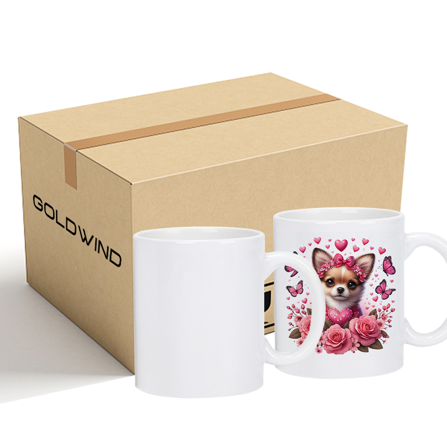 11oz Case of 36pack White Sublimation Ceramic Mugs with White Handle - Chinese Warehouse
