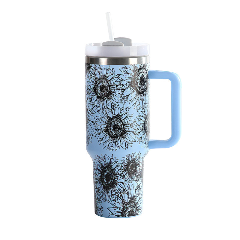 Sunflower Design of 40oz Stainless Steel Coffee Travel Mugs with Mixed Colors  - Chinese Warehouse