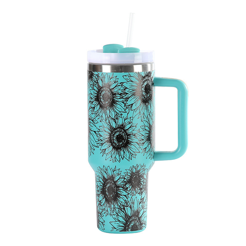 Sunflower Design of 40oz Stainless Steel Coffee Travel Mugs with Mixed Colors  - Chinese Warehouse