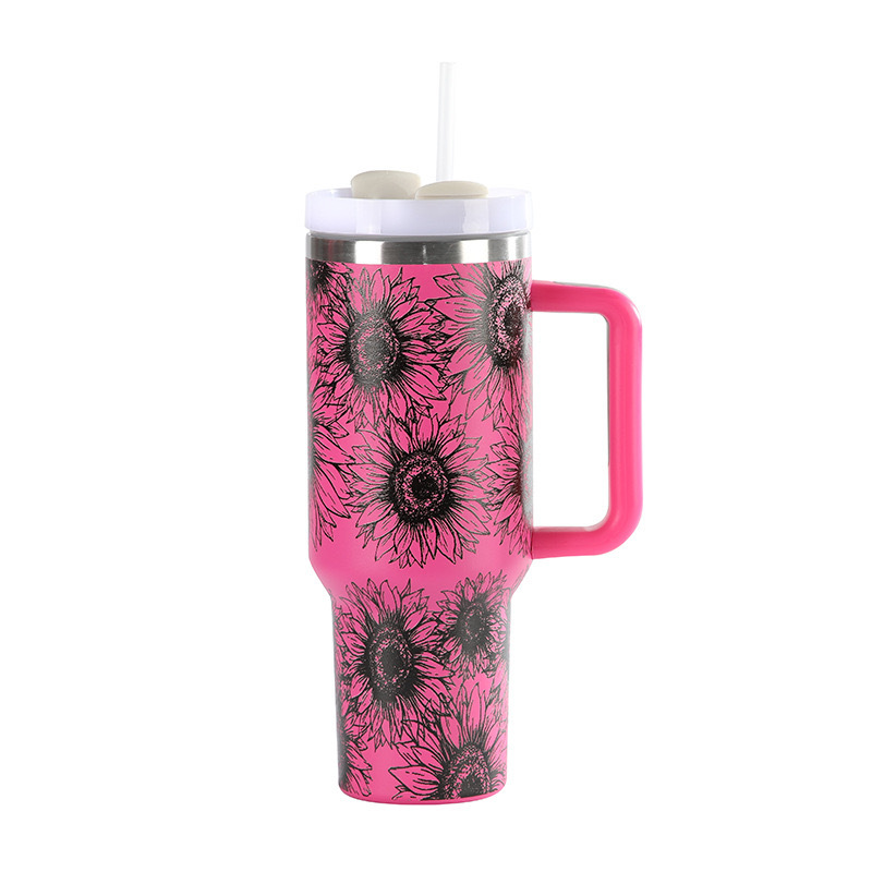Sunflower Design of 40oz Stainless Steel Coffee Travel Mugs with Mixed Colors  - Chinese Warehouse