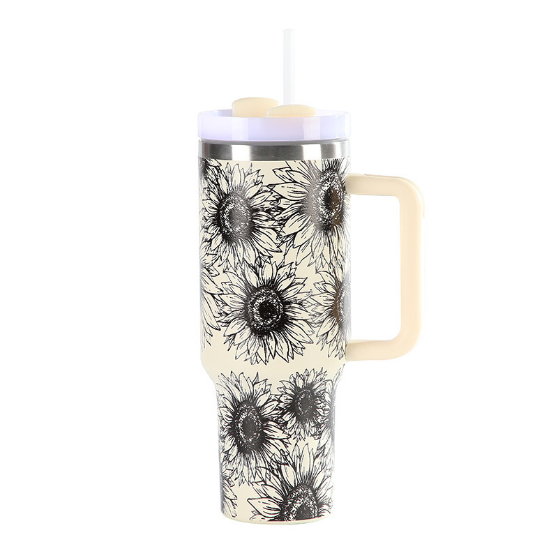 Sunflower Design of 40oz Stainless Steel Coffee Travel Mugs with Mixed Colors  - Chinese Warehouse
