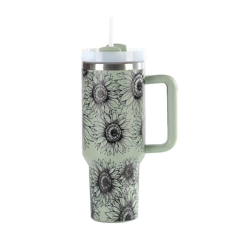 Sunflower Design of 40oz Stainless Steel Coffee Travel Mugs with Mixed Colors  - Chinese Warehouse
