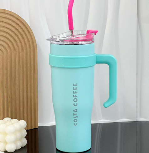 40oz Big Mac Insulated Cup 304 Stainless Steel Car Water Cup Straw Cup Large Capacity Laser Printing - Chinese Warehouse