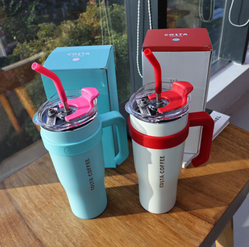 40oz Big Mac Insulated Cup 304 Stainless Steel Car Water Cup Straw Cup Large Capacity Laser Printing - Chinese Warehouse