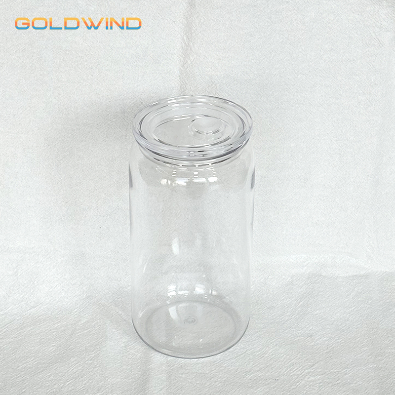 RTS Chinese Warehouse Case of 50pack 16oz Acrylic Can With  Plastic Straw and Lids