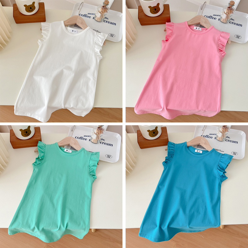 DTF Kids  Flower  Fleeve Vest long T skirt Mixed  Sizes and Colors - Chinese Warehouse
